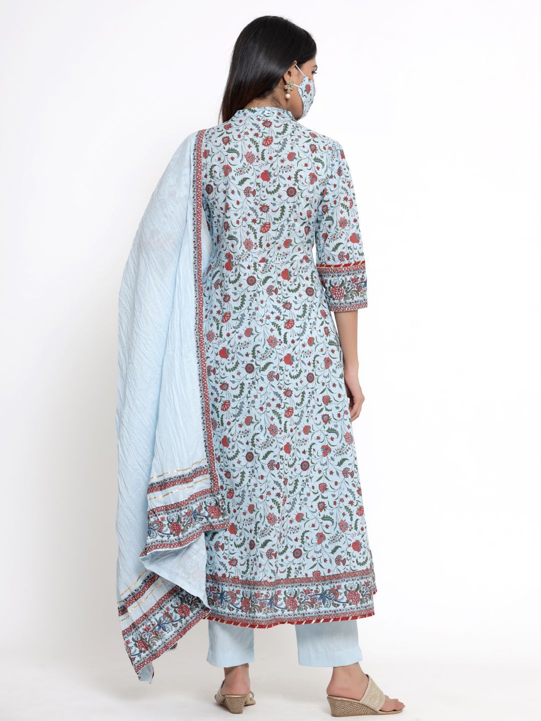 Women's Printed Flared Kurta Pant Dupatta Set