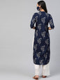 Women's Rayon Slub Bandhani Straight Kurta With Mask
