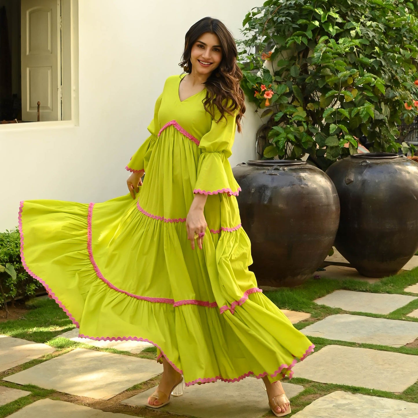 Women's Tender Green Cotton Dress