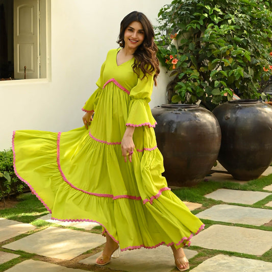 Women's Tender Green Cotton Dress