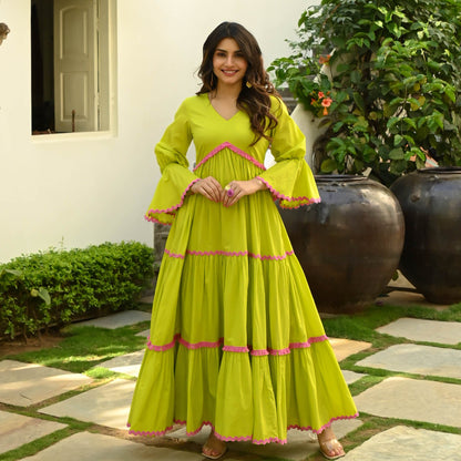Women's Tender Green Cotton Dress