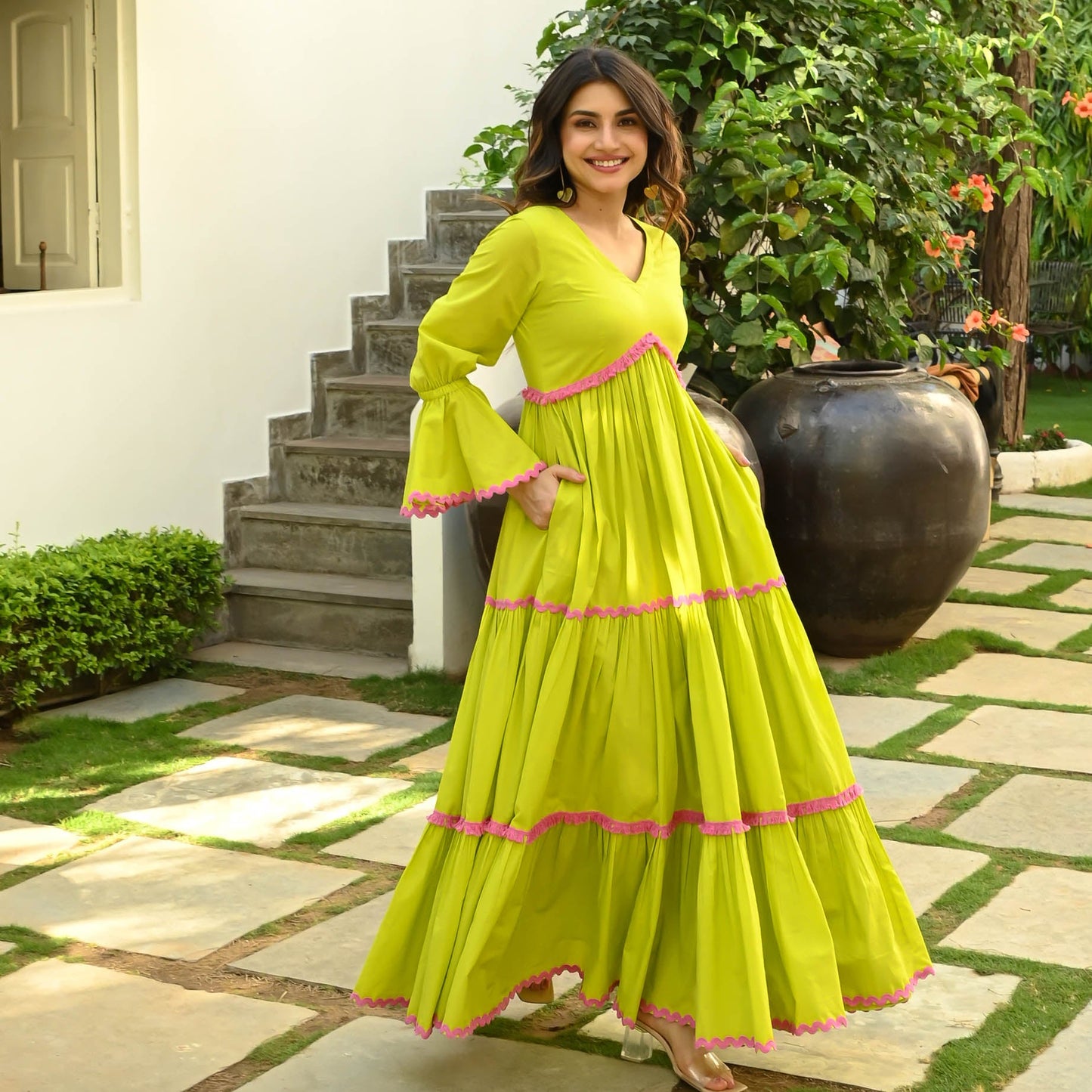 Women's Tender Green Cotton Dress