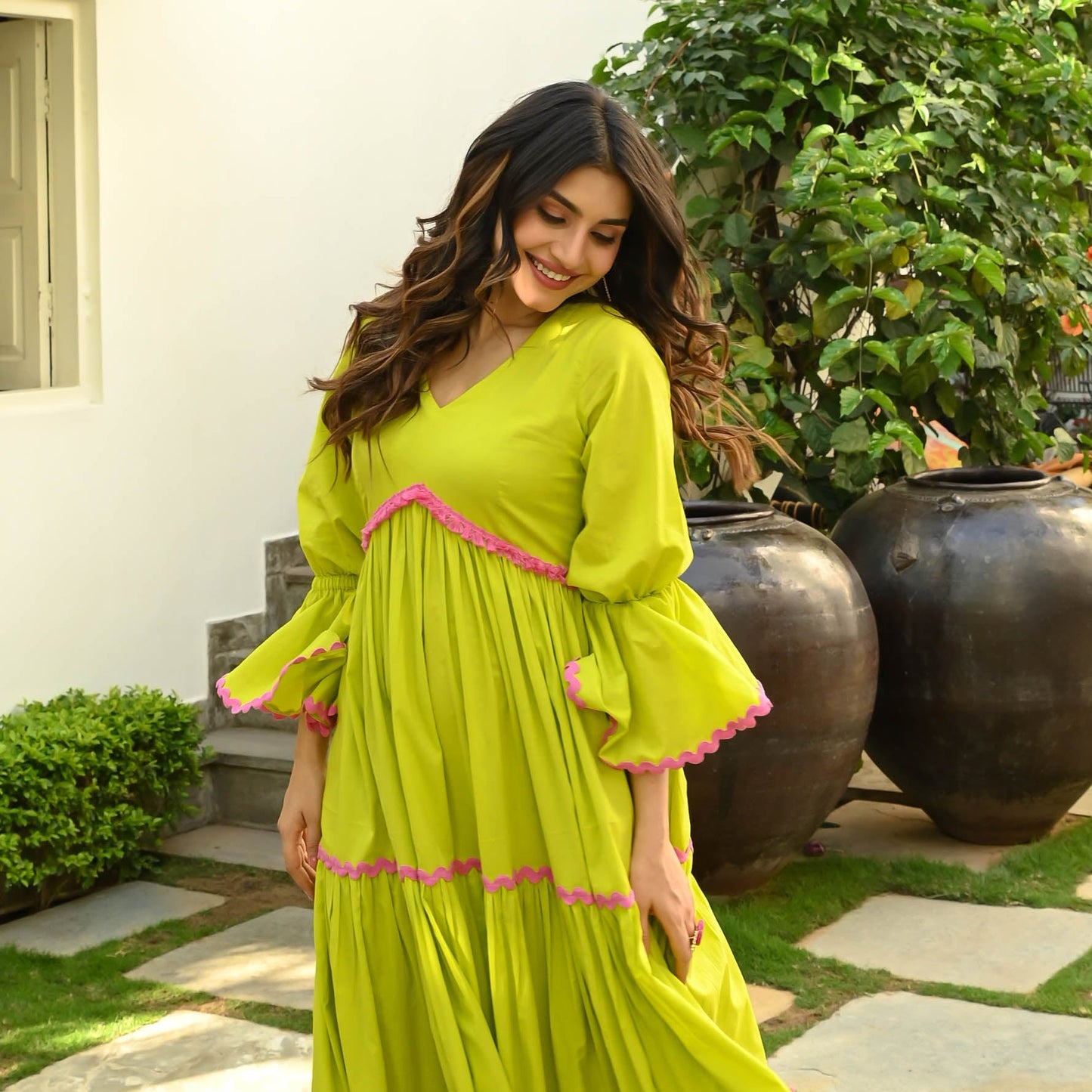 Women's Tender Green Cotton Dress