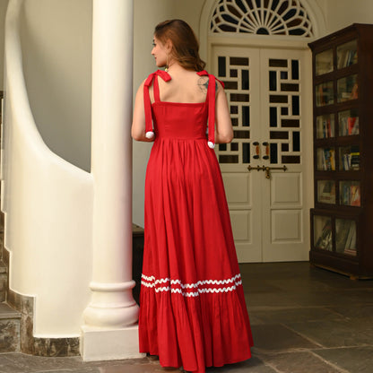 Women's Hot Red Cotton Dress