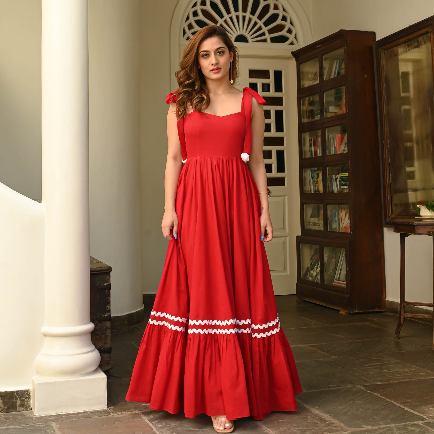 Women's Hot Red Cotton Dress