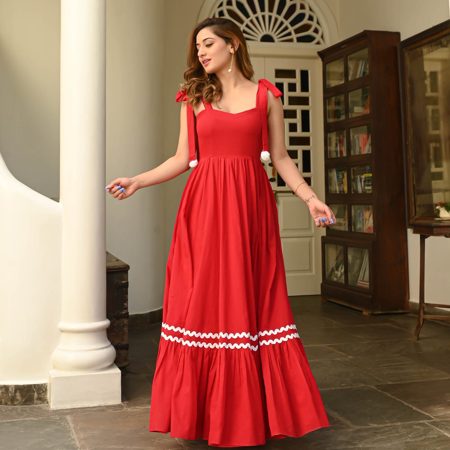 Women's Hot Red Cotton Dress