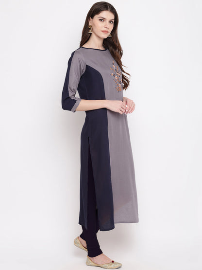 Women's Blue & Grey Kurta By Vbuyz- (