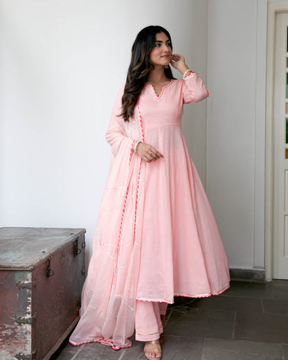 Women's Peachish Pink Cotton Suit Set