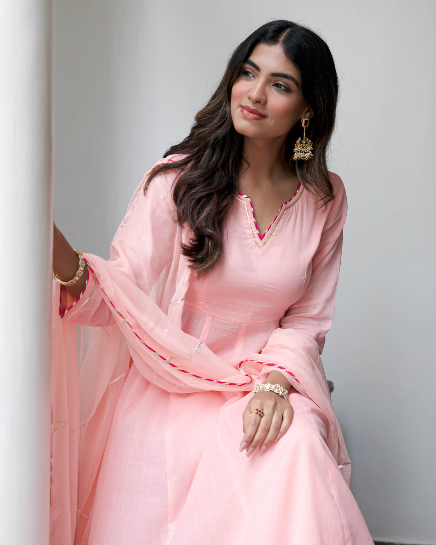 Women's Peachish Pink Cotton Suit Set