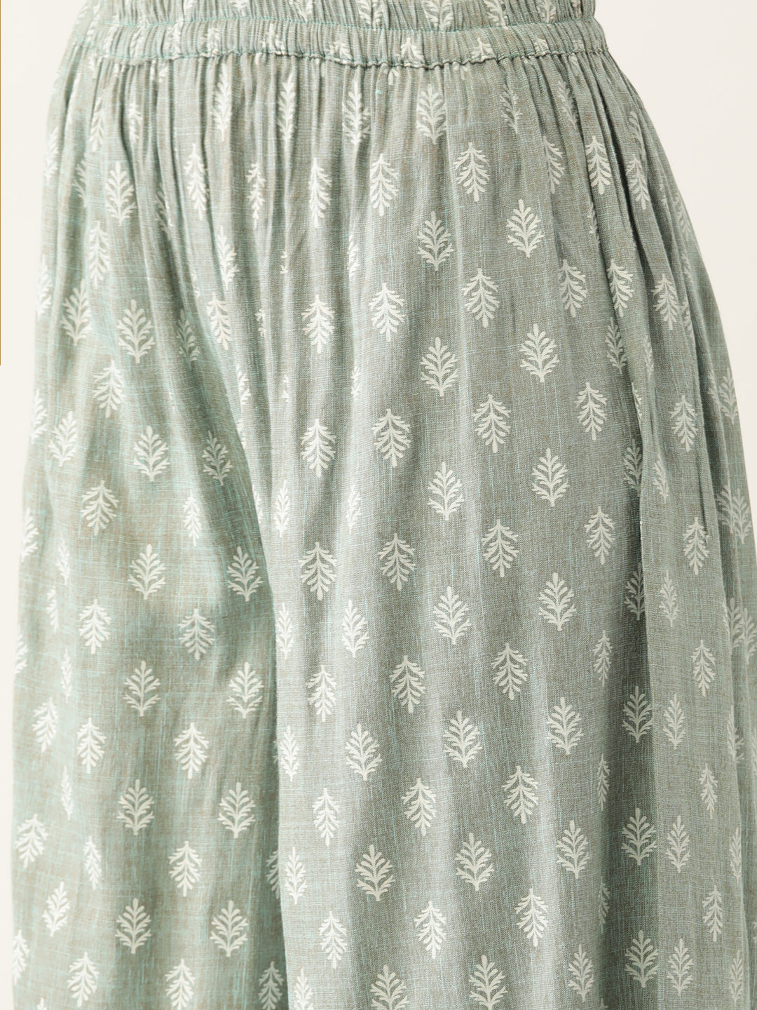 Women's Green Color Rayon Blend Printed Kurta Palazzo With Dupatta