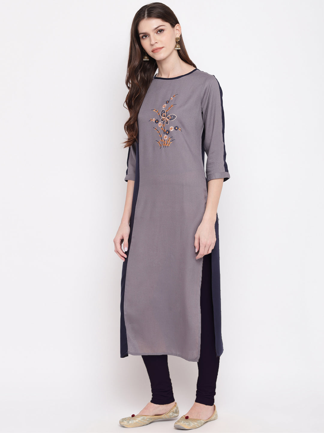 Women's Blue & Grey Kurta By Vbuyz- (