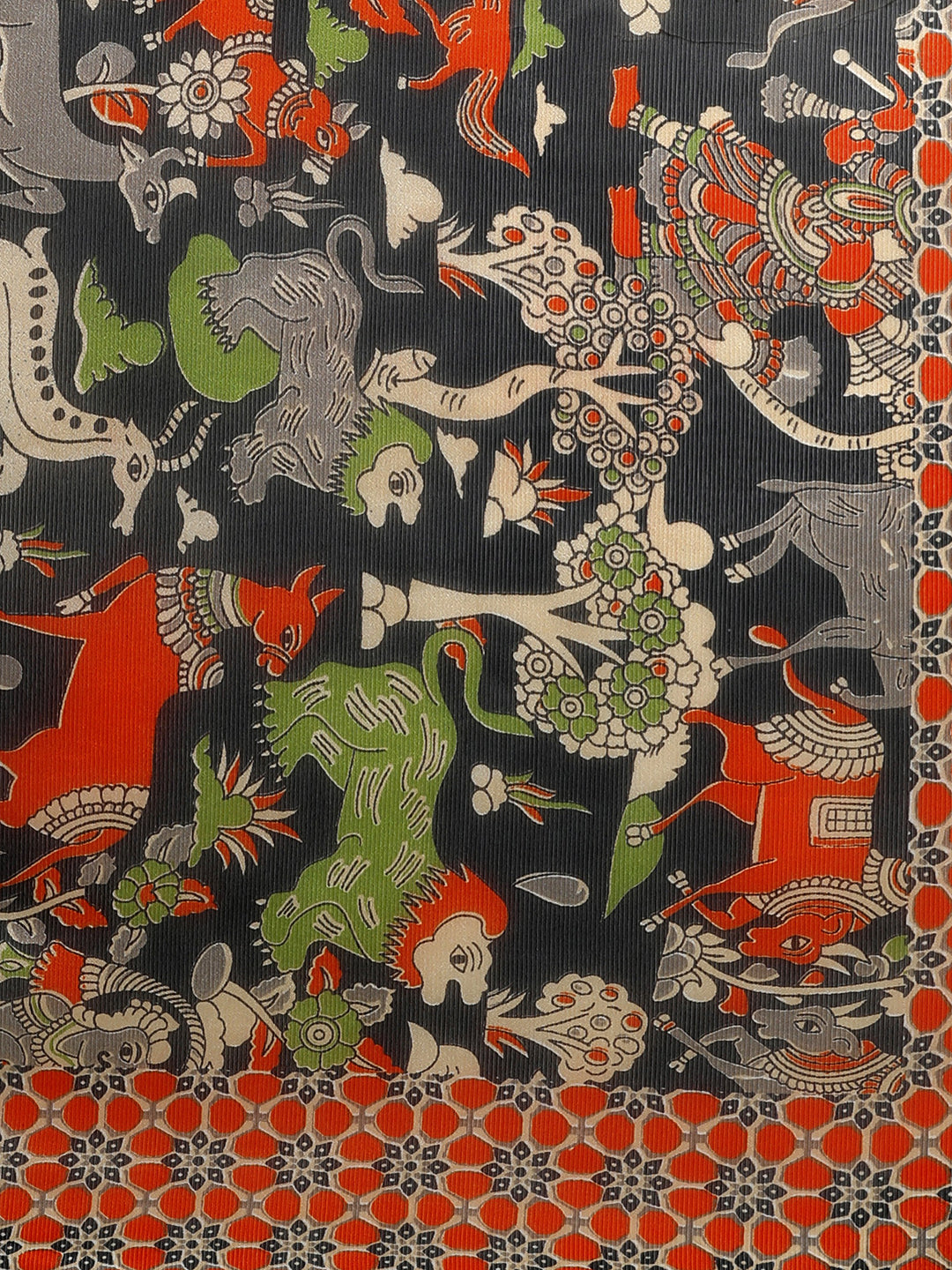 Women's Red Chiffon Printed Saree