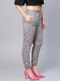 Women's Grey Rayon Solid Cigarette Pants
