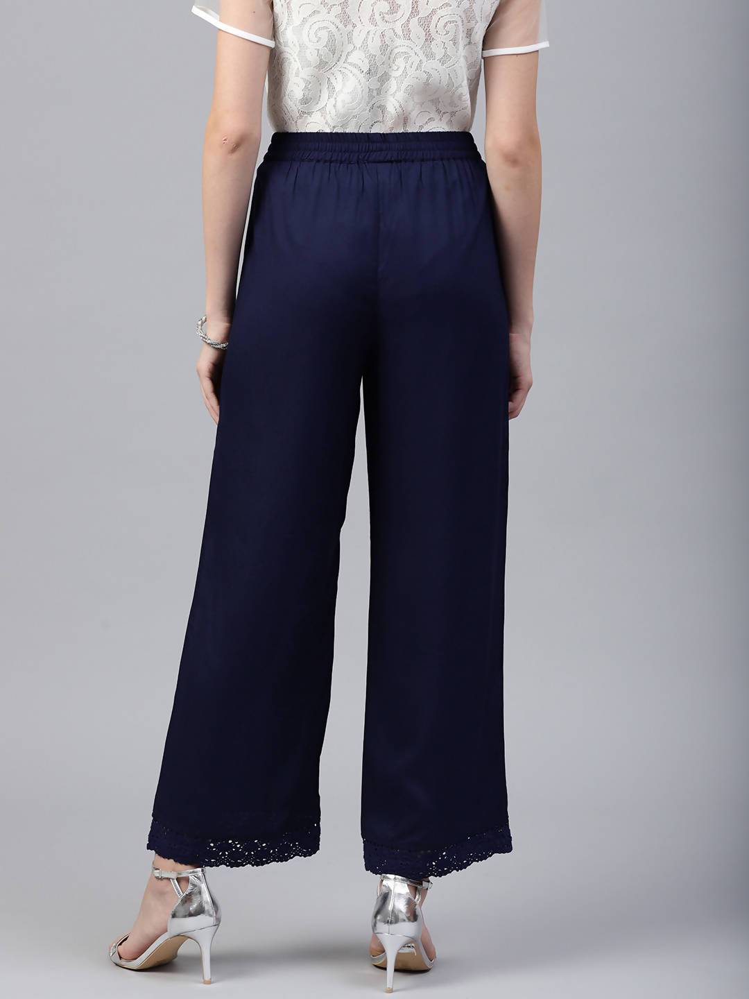 Women's Rayon Embellished Wide-Leg Palazzo