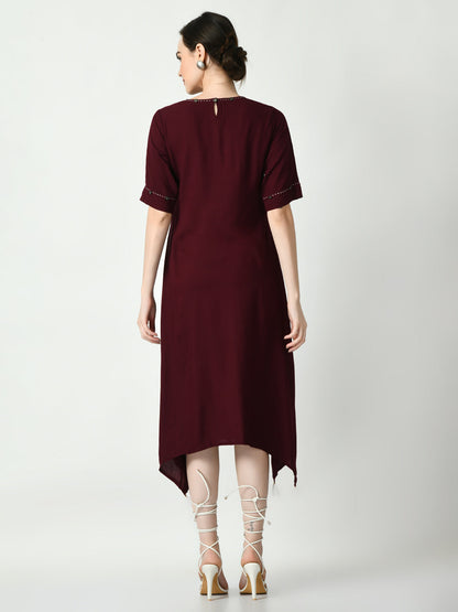 Women's Coffee Brown A-Line Solid Kurta