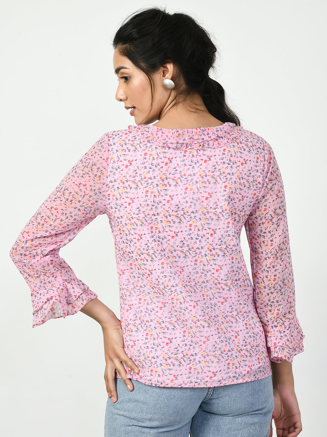 Women's Pink Floral Printed Top
