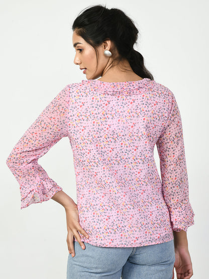 Women's Pink Floral Printed Top