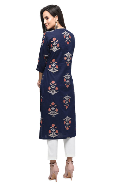 Women Black Cotton Kurti by Myshka (