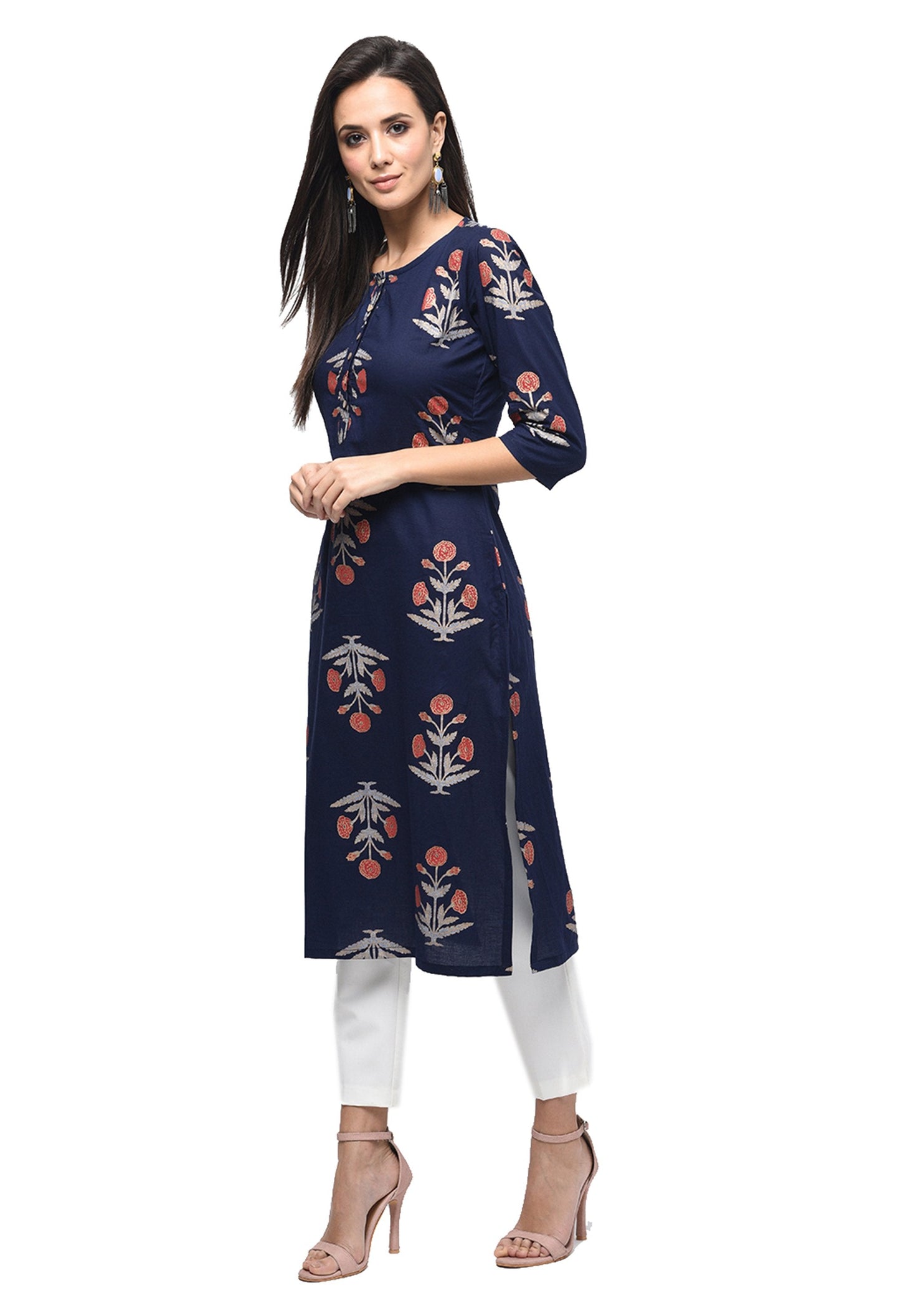Women Black Cotton Kurti by Myshka (