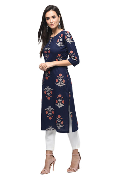 Women Black Cotton Kurti by Myshka (