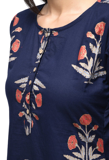 Women Black Cotton Kurti by Myshka (
