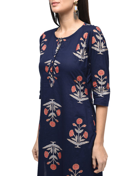 Women Black Cotton Kurti by Myshka (