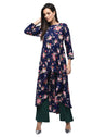 Women's Yellow Polyester Printed Regular Sleeves Round Neck Casual Kurta Only