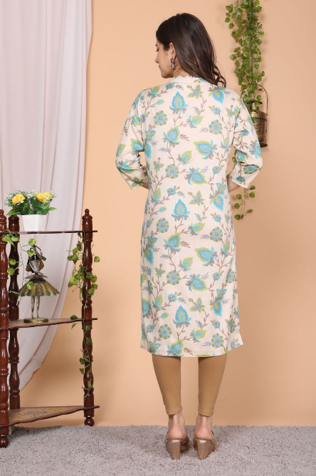 Women's Straight Rayon Printed Kurta