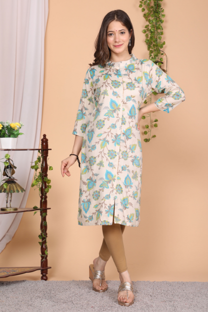 Women's Straight Rayon Printed Kurta