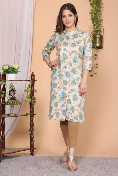 Women's Straight Rayon Printed Kurta