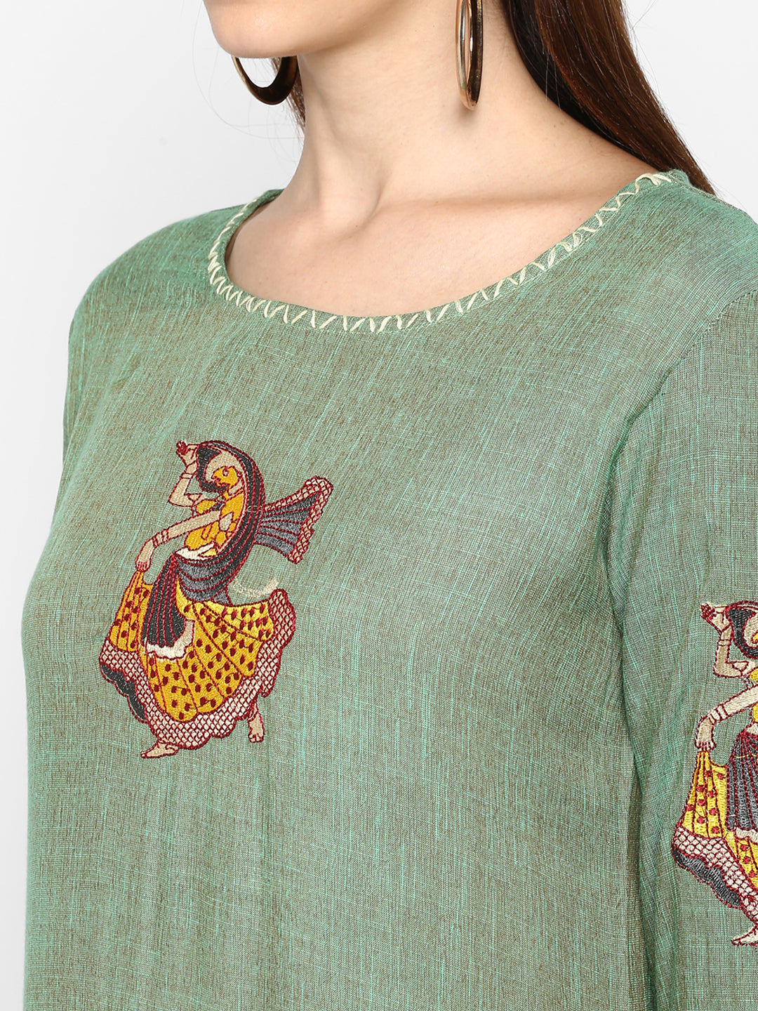 Women's Parrot Green Rayon Kurta By Vbu