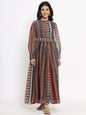 Women's Alphin Chiffon Printed Flared Dress with Waist Tie-up