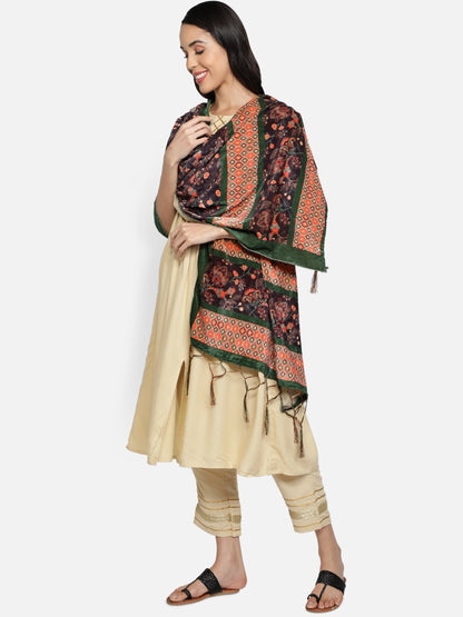 Women's Multicolored Polyster Velvet  Digital Printed Dupatta