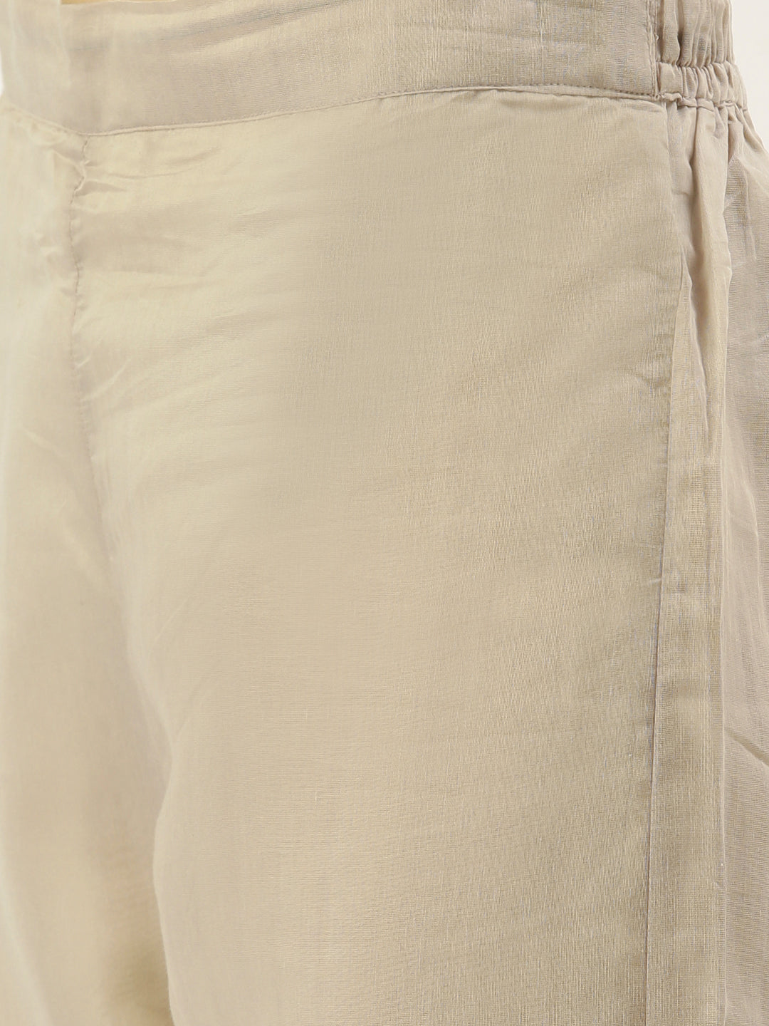 Women's Chiku Color Chanderi Silk Straight Embroidered Kurta Pant With Dupatta