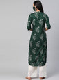 Women's Rayon Slub Bandhani Straight Kurta With Mask