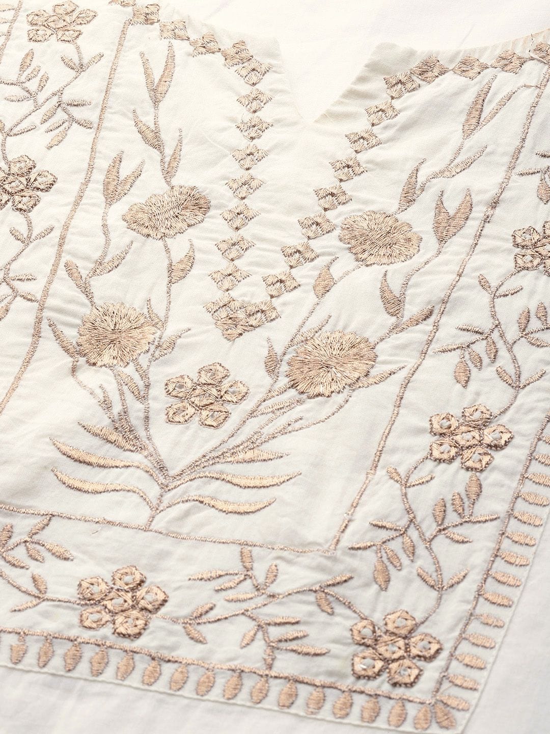 Women's Off-White Embroidered Kurta With Palazzos