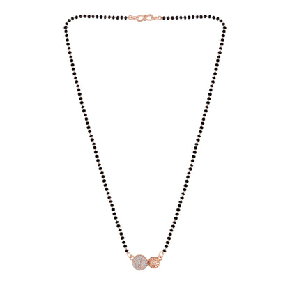 Women's 18k Rose Gold Plated Pendant with Black Bead Chain Mangalsutra