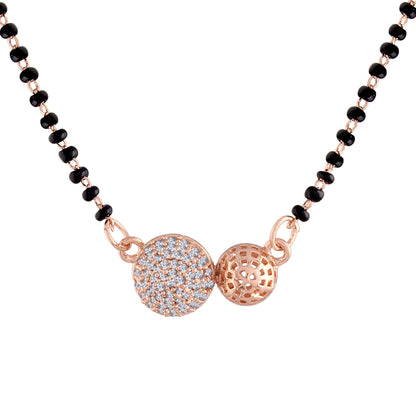 Women's 18k Rose Gold Plated Pendant with Black Bead Chain Mangalsutra