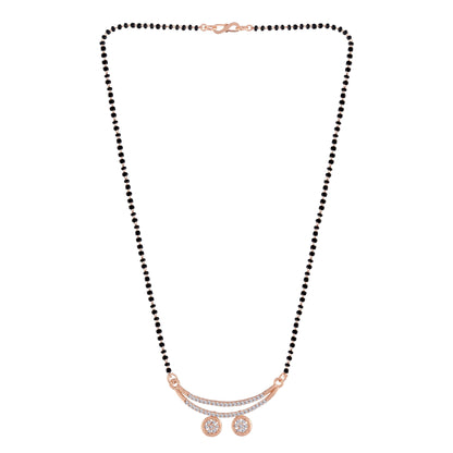 Women's 18k Rose Gold Plated Pendant with Black Bead Chain Mangalsutra