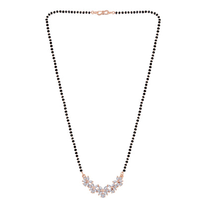 Women's 18k Rose Gold Plated Pendant with Black Bead Chain Mangalsutra