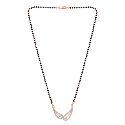 Women's 18k Rose Gold Plated Pendant with Black Bead Chain Mangalsutra