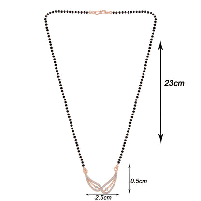Women's 18k Rose Gold Plated Pendant with Black Bead Chain Mangalsutra