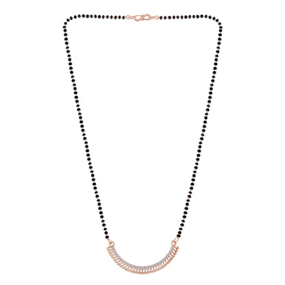 Women's 18k Rose Gold Plated Pendant with Black Bead Chain Mangalsutra