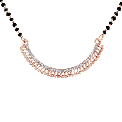 Women's 18k Rose Gold Plated Pendant with Black Bead Chain Mangalsutra