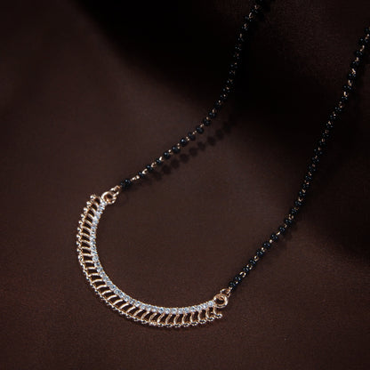 Women's 18k Rose Gold Plated Pendant with Black Bead Chain Mangalsutra