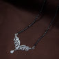 Women's 18k Rhodium Plated Pendant with Black Bead Chain Mangalsutra