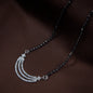 Women's 18k Rhodium Plated Pendant with Black Bead Chain Mangalsutra