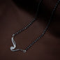 Women's 18k Rhodium Plated Pendant with Black Bead Chain Mangalsutra