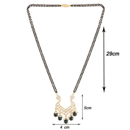 Women's 18k Gold Plated Traditional Pearl Beads Studded Pendant Mangalsutra