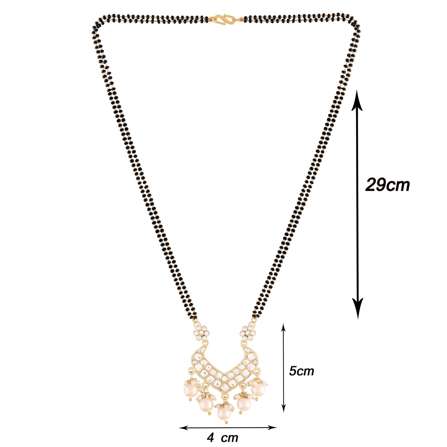 Women's 18k Gold Plated Traditional Pearl Beads Studded Pendant Mangalsutra